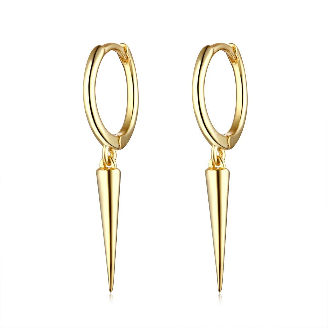 Spike Earrings, Spike Hoop Earrings, Hoop Dangle Earrings, Minimalist Earrings, Small Gold Hoops,... | Etsy (US)