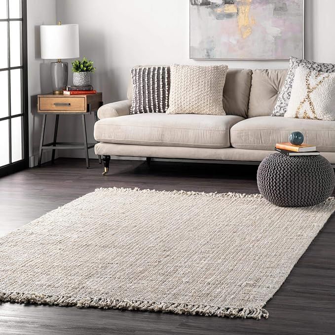 nuLOOM Natura Collection Chunky Loop Jute Area Rug, 4' x 6', Off-white | Amazon (US)