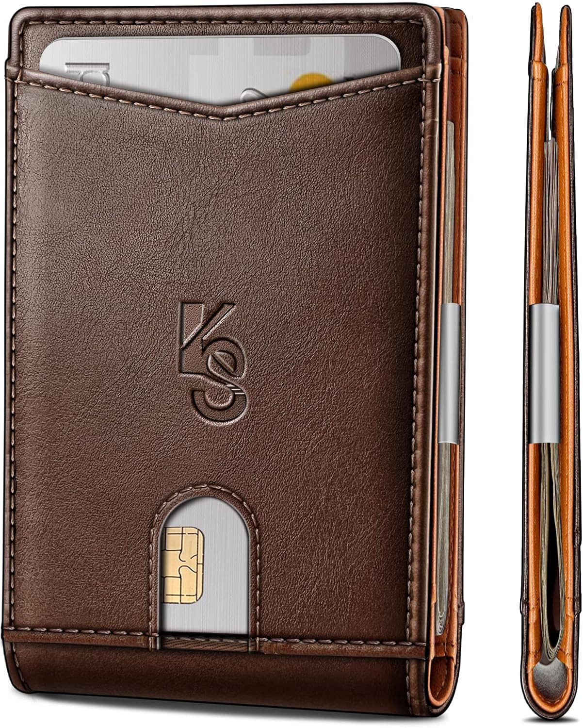 Slim Wallet Men,Leather Wallet Money Clip Gift for Men 11 Cards 3"X4.3",RFID Blocking | Amazon (US)