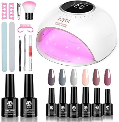 Gel Nail Polish Start Kit with 82W UV Nail Lamp and 6 Colors Gel Polish and No Wipe Top and Base ... | Amazon (US)