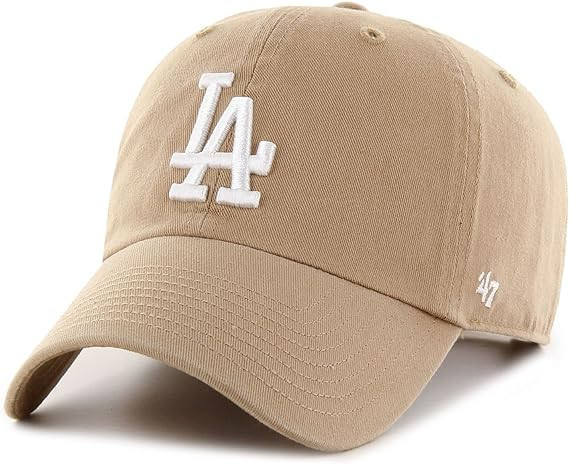 47 Los Angeles Dodgers Clean Up Dad Hat Baseball Cap Khaki, White | Amazon (US)