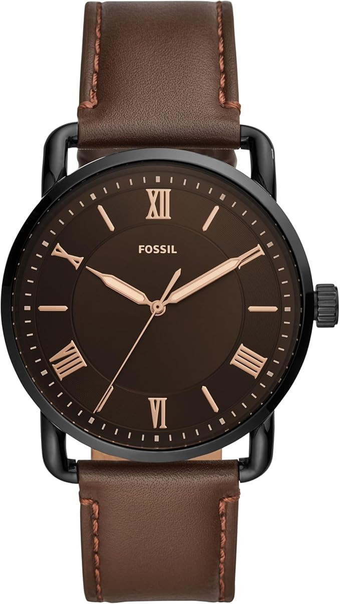 Fossil Men's Copeland Quartz Stainless Steel and Leather Three-Hand Watch | Amazon (US)