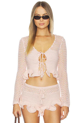 Lovers and Friends Blake Open Knit Cardigan in Pink from Revolve.com | Revolve Clothing (Global)