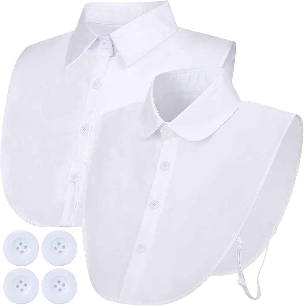 2 Stücke Krageneinsatz Damen Mit Austauschbaren Tasten, Weiß Schwarz Fake Kragen Für Anzug, Ba... | Amazon (DE)
