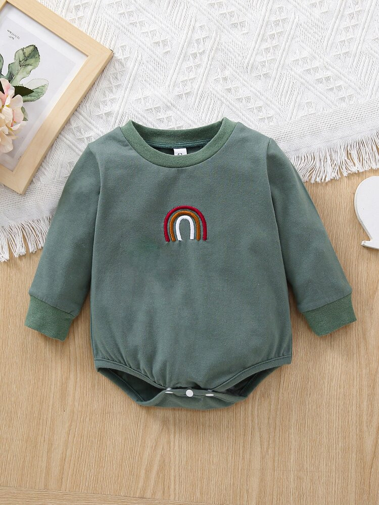 Baby Embroidery Round Neck Bodysuit | SHEIN