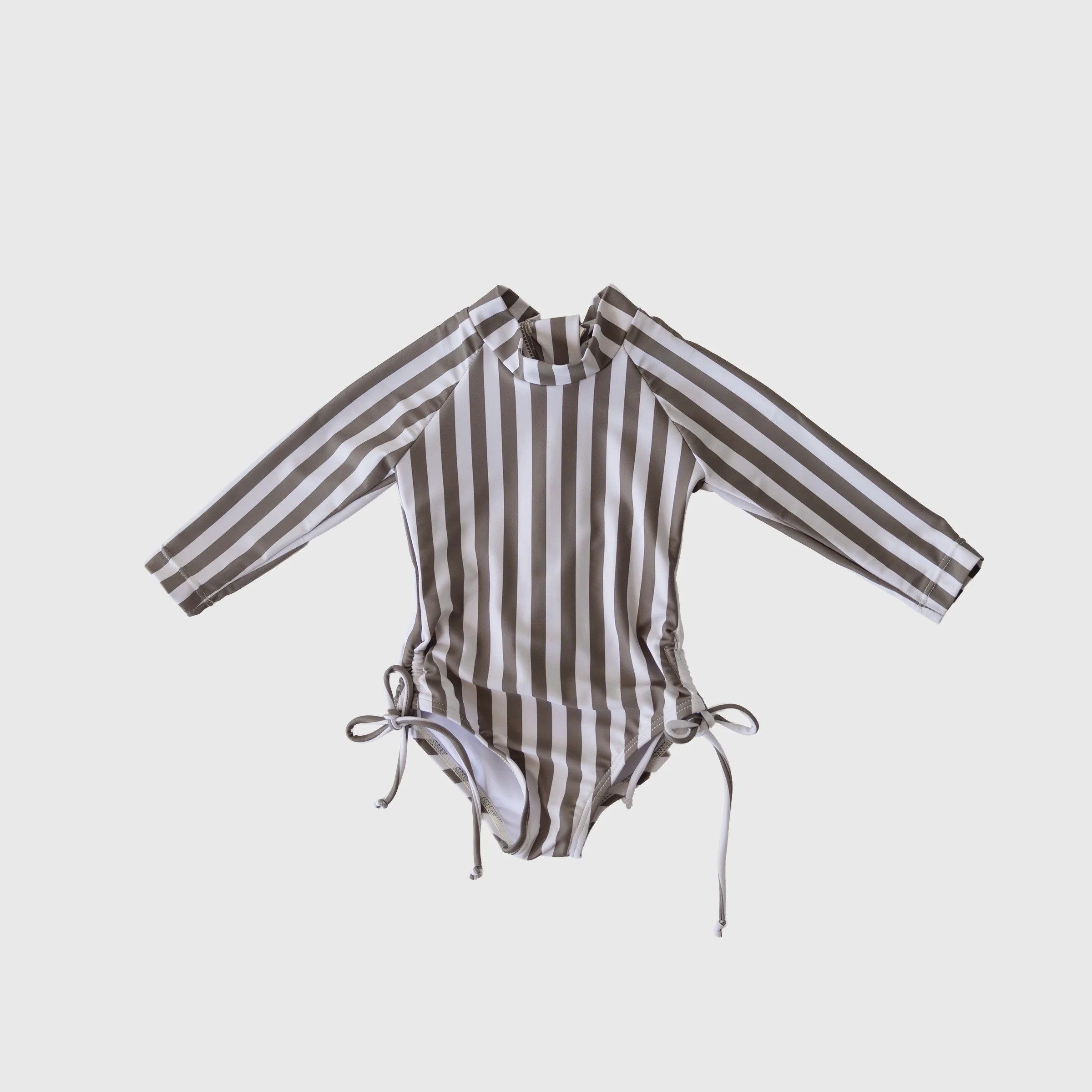 Girl's Long Sleeve Swimsuit | Olive Stripe | Forever French