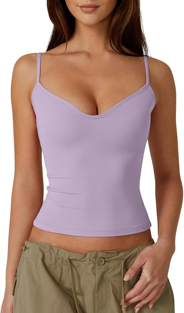 QINSEN Womens Spaghetti Strap Sweetheart Neck Sleeveless Top Slim Fit Going Out Camisole Basic To... | Amazon (US)