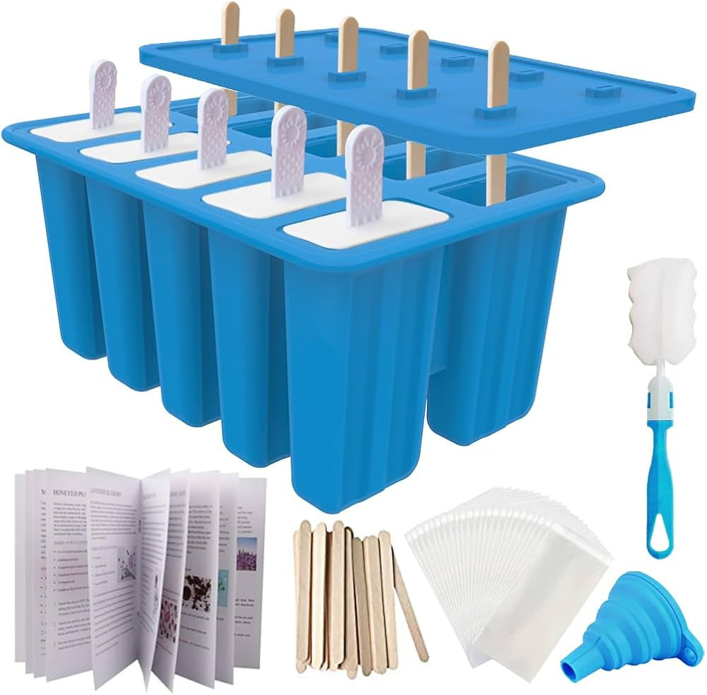 Miaowoof Homemade Popsicle Molds, 10-Cav Non-BPA Silicone Ice Pop Maker, with 50 Sticks, 50 Bags,... | Amazon (US)