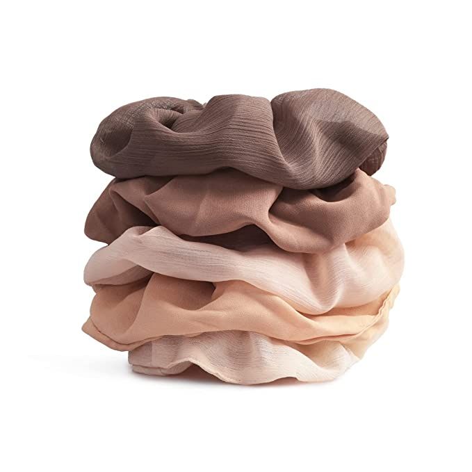 Kitsch Crepe Scrunchies for women, Hair Scrunchies, Ponytail, 5 Pack (Terra Cotta) | Amazon (US)