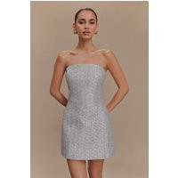 Gala Strapless Tweed Mini Dress - Silver I MESHKI I Size S | MESHKI US
