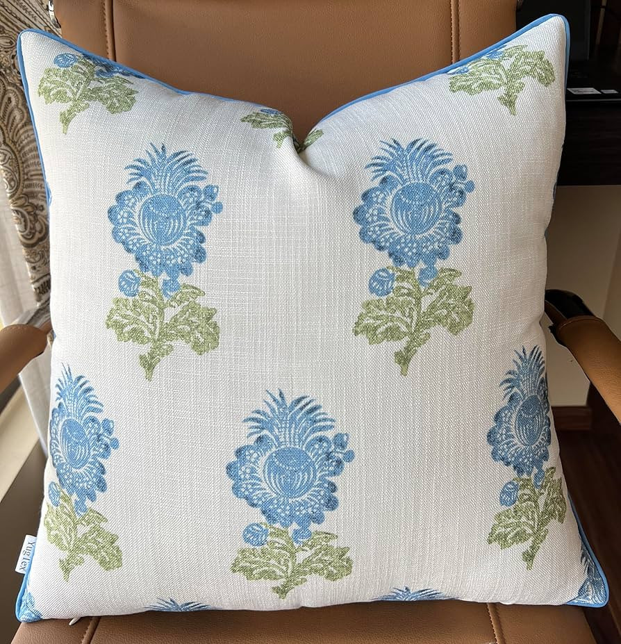 Basken Floral Printed Decorative Square Accent Throw Pillow Cover - Decor for Living Room, Sofa, ... | Amazon (US)