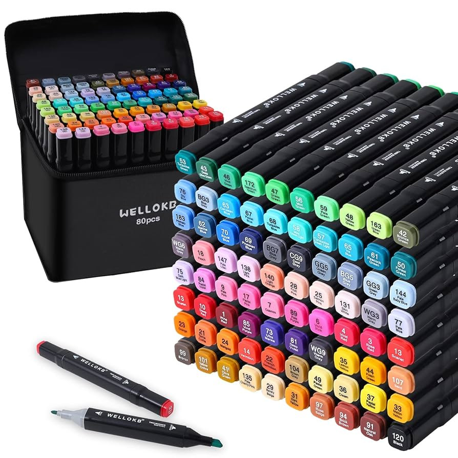 Alcohol Markers, 80 Colors Dual Brush Tip Permanent Art Markers, Coloring Marker, for Book Painti... | Amazon (US)