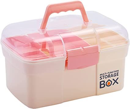 Kinsorcai 11'' Plastic Box Organizer with Removable Tray, Sewing Box Organizer, Art & Craft Stora... | Amazon (US)