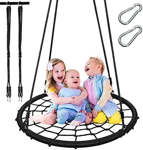 Pitpat 40" Spider Swing with 4 Ropes Adjustable from 55" to 102", Web Swing for Kids MAX 440 Lbs ... | Amazon (US)