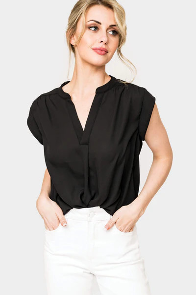 Notch Neck Cap Sleeve Top | Gibson