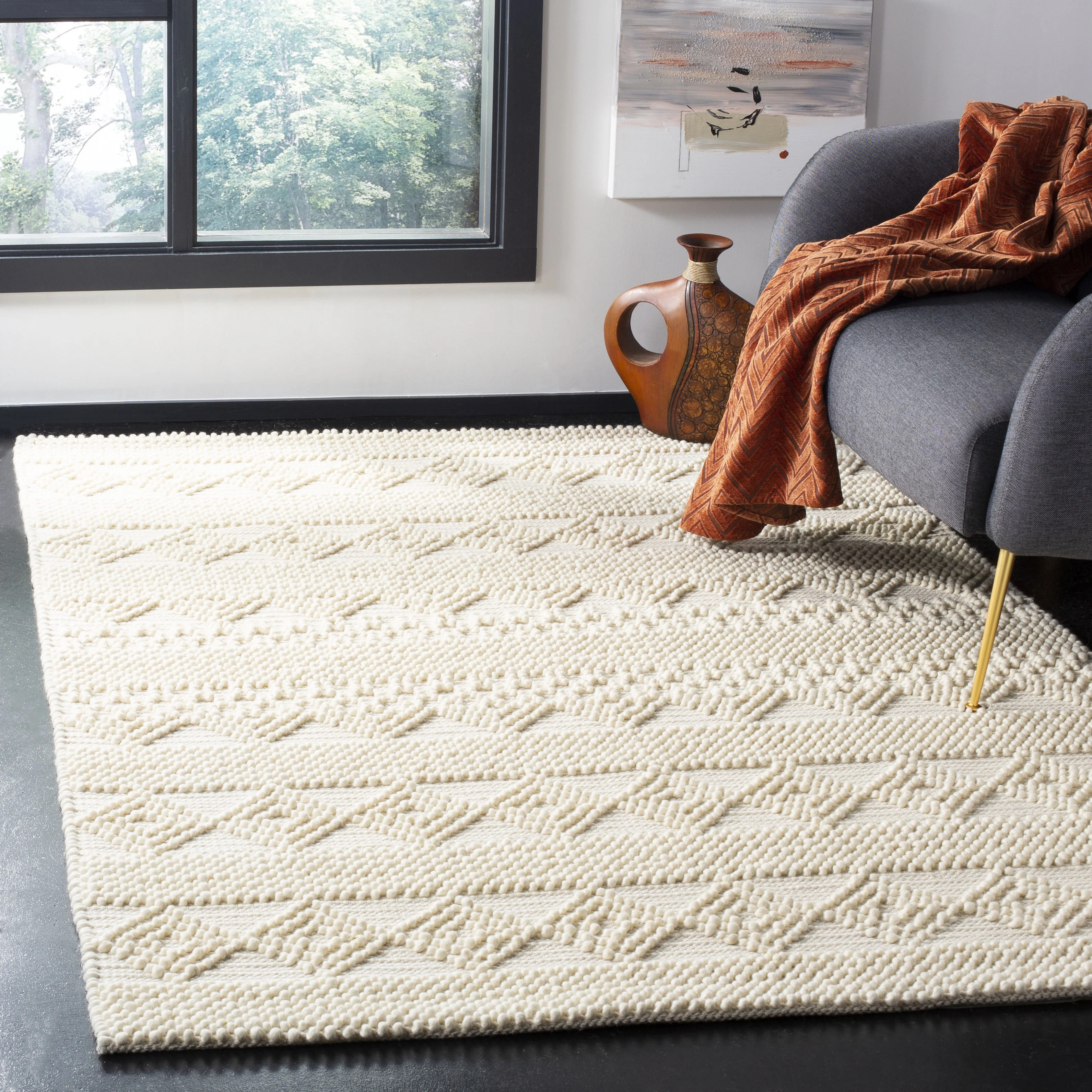 SAFAVIEH Natura Carly Geometric Braided Wool Area Rug, Ivory, 6' x 9' - Walmart.com | Walmart (US)