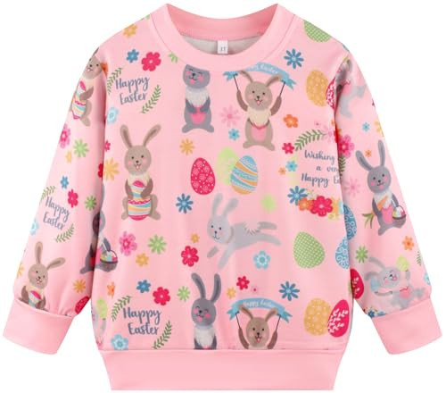 Akyzic Easter Bunny Sweatshirts for Girls Long Sleeve Crewneck Eggs Outfits Toddler Spring Clothes Kids Easter Rabbit Sweater 4t | Amazon (US)