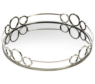 Zingz & Thingz Silver Circles Mirrored Tray | QVC
