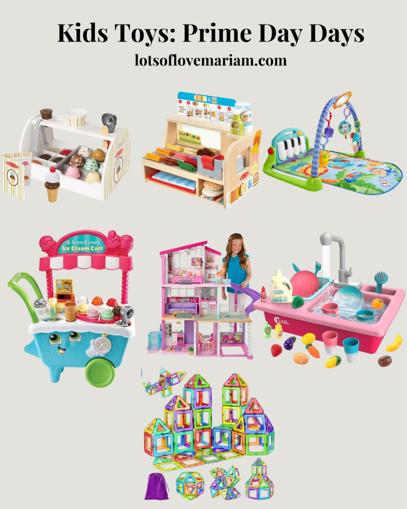 Kids toys prime day deals!! 

Kids water sink, doll house, baby floor mat 
