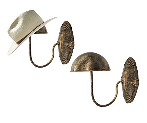 Owlgift Decorative Bronze Metal Vintage Style Wall Mounted Entryway Hat/Cap/Wig Hanger Display Rack - Set of 2 | Amazon (US)