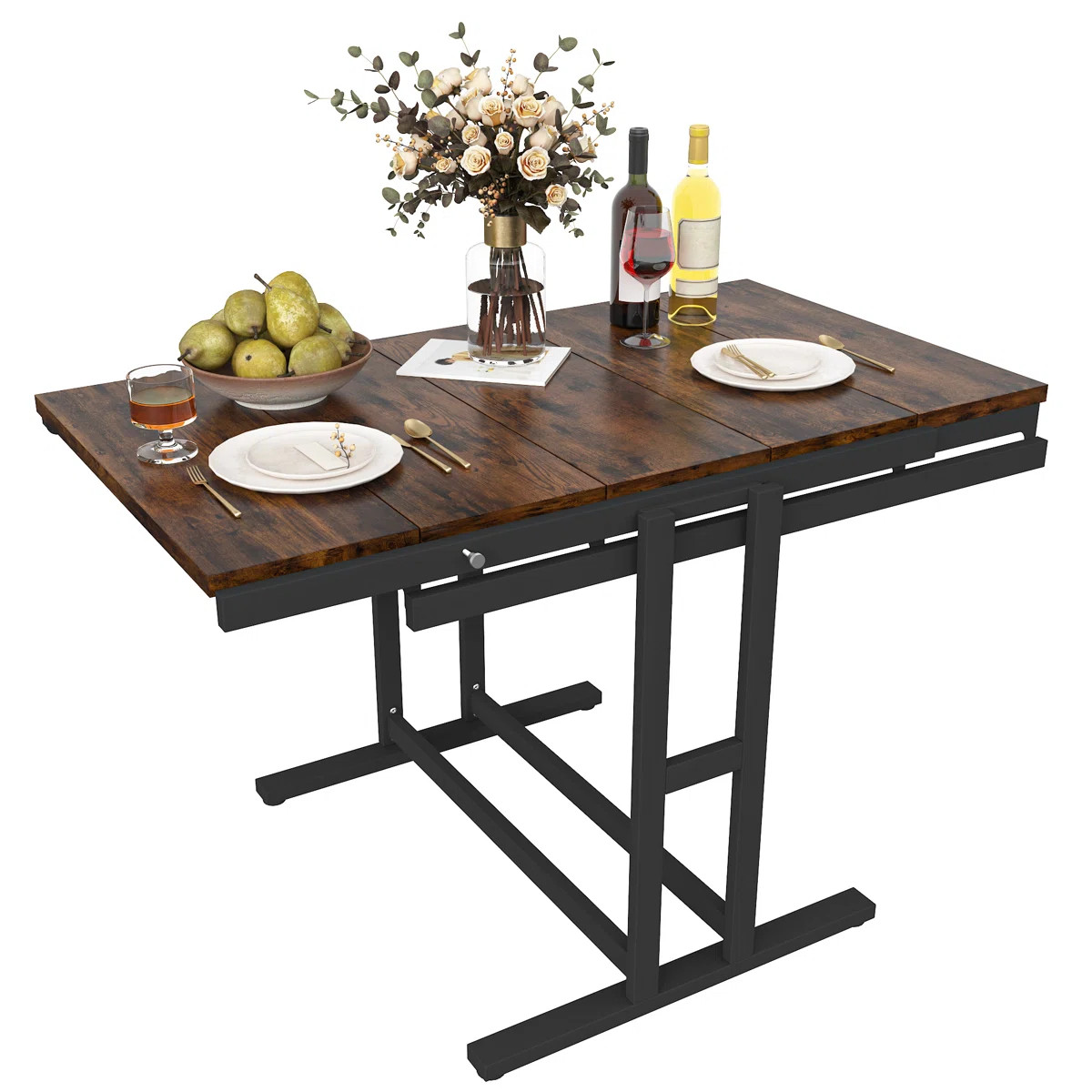 Convertible Table And Shelf - 5-panel Multi-functional Furniture With Spring Latch For Home & Off... | Wayfair North America