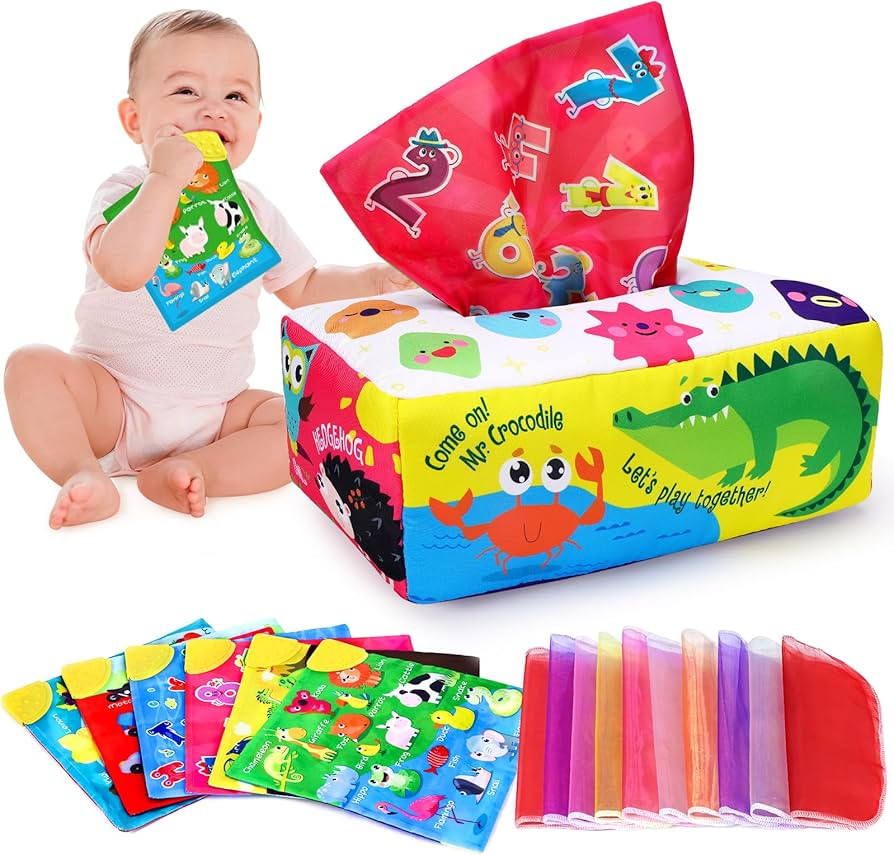 Baby Toys 6 to 12 Months Magic Baby Tissue Box Toy Montessori for Babies 6-12 Months with Teether... | Amazon (US)