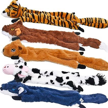 Dog Squeaky Toys 5 Pack, Pet Toys Crinkle Dog Toy No Stuffing Animals Dog Plush Toy Dog Chew Toy ... | Amazon (US)