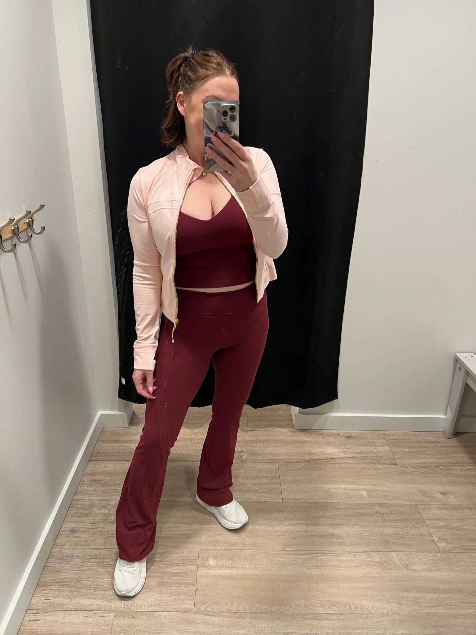 Size 14 align tank and size 6 grooves in the burgandy bay color! I love it with the pink jacket! A perfect combo! #lululemon 

#LTKMidsize #LTKootd #LTKfitnessgoals