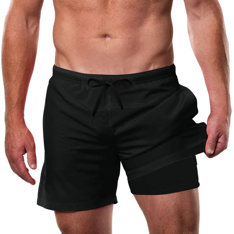 Aideaone Mens Swim Trunks with Compression Liner 5.5" Inseam Quick Dry Bathing Suit Lightweight S... | Walmart (US)