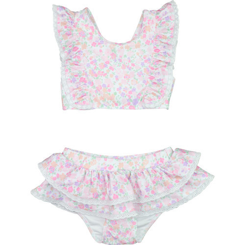 Pink And Lavender Floral Lycra Bikini | Cecil and Lou