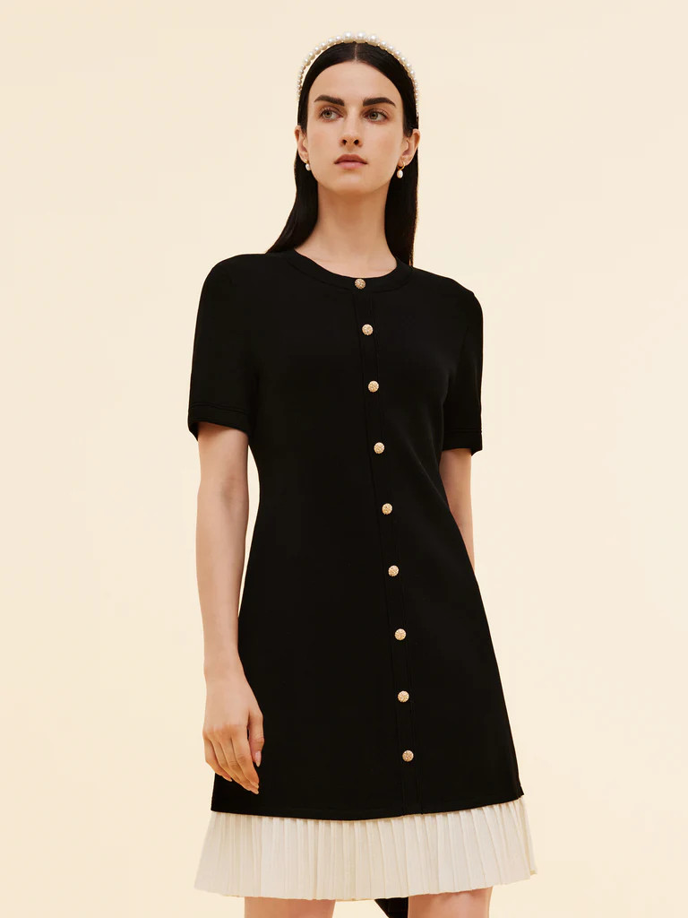 Tencel Blend Color Block Women Knit Mini Dress | GOELIA