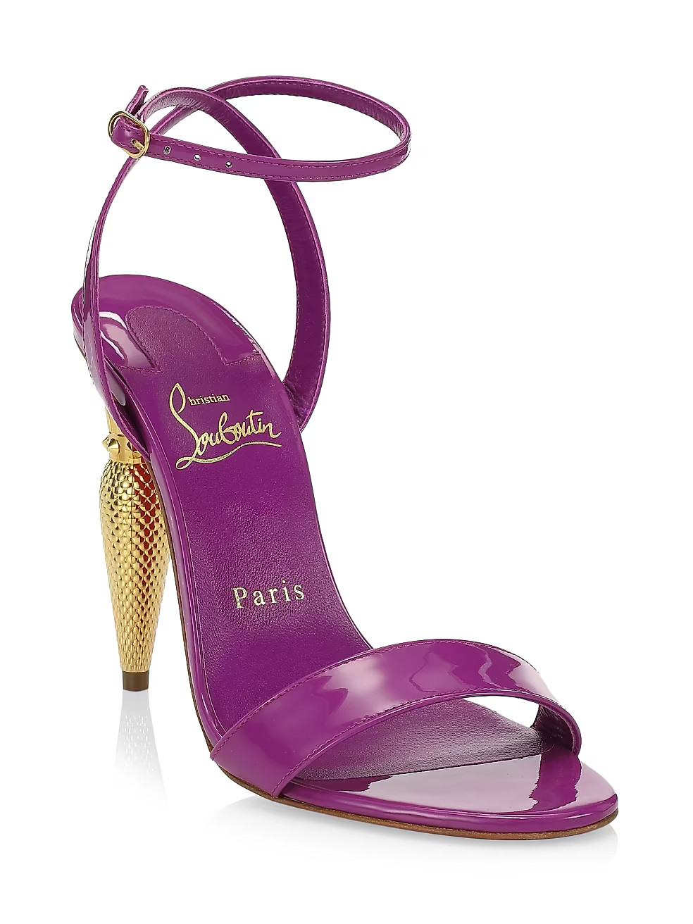 Christian Louboutin Lipqueen 120 Ankle-Strap Patent Leather Sandals | Saks Fifth Avenue