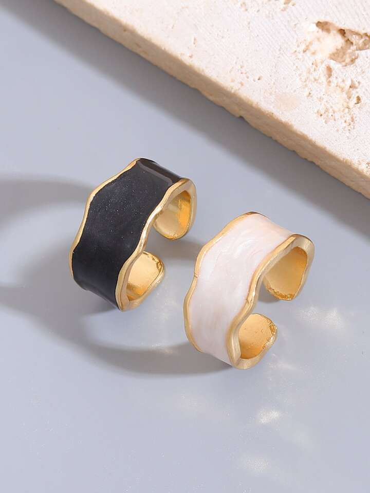 2pcs Minimalist Cuff Ring | SHEIN