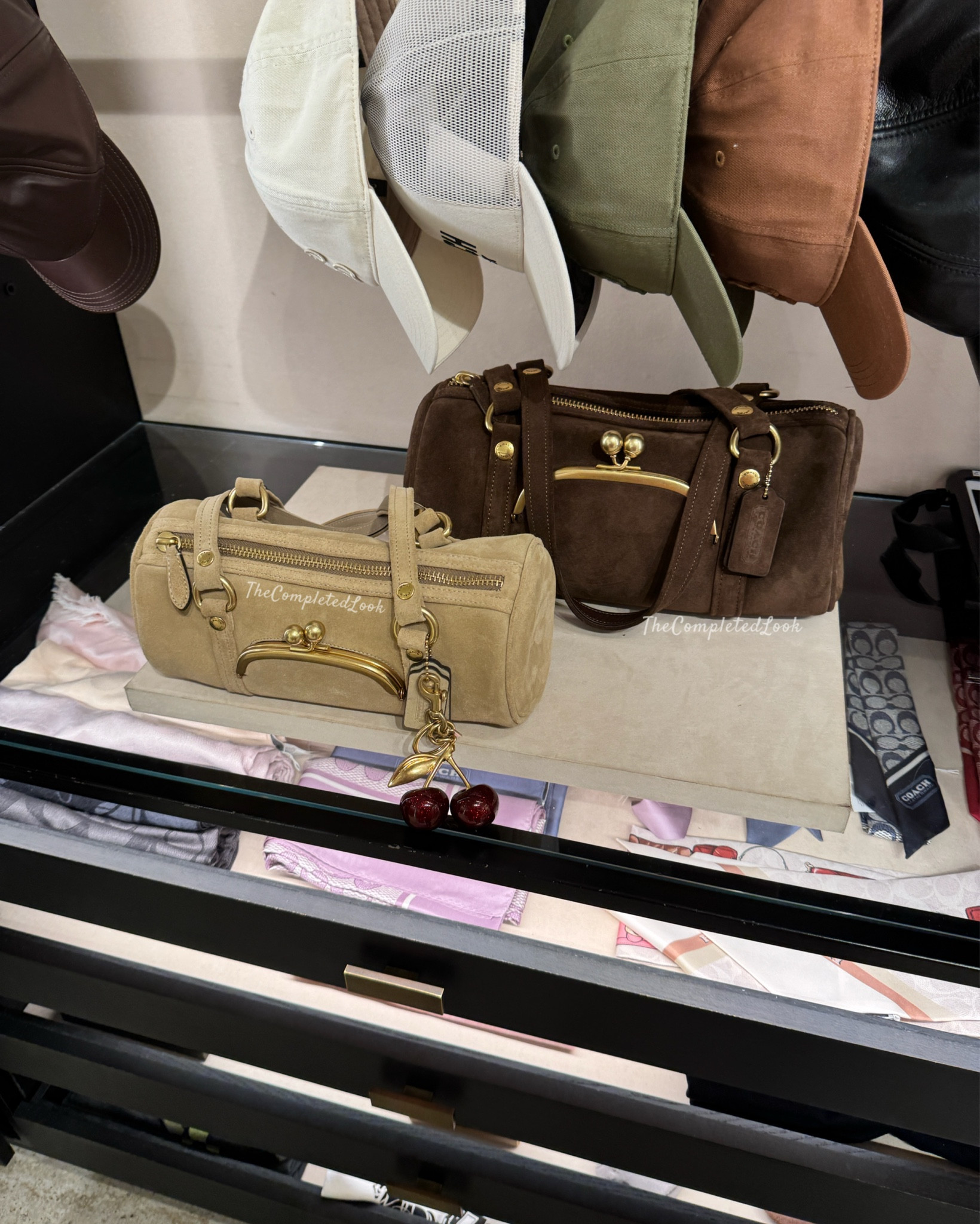 Coach kisslock suede barrel bags ✨👜 #coachbag #coachbarrelbag #coachsuede #suedebag #coachretail