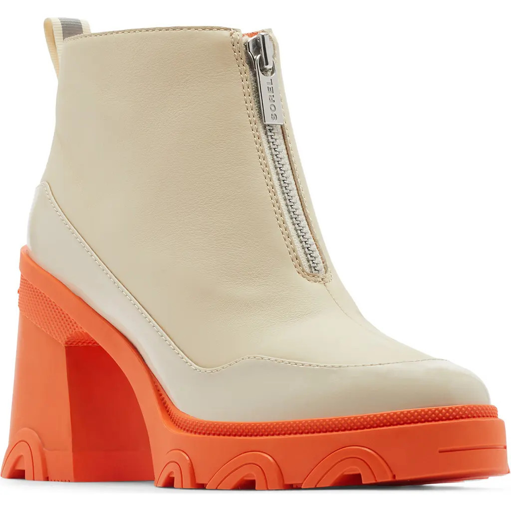 SOREL Brex™ Bold Waterproof Front Zip Bootie in Bleached Ceramic/Optimized Orange at Nordstrom Rack, Size 9.5 | Nordstrom Rack