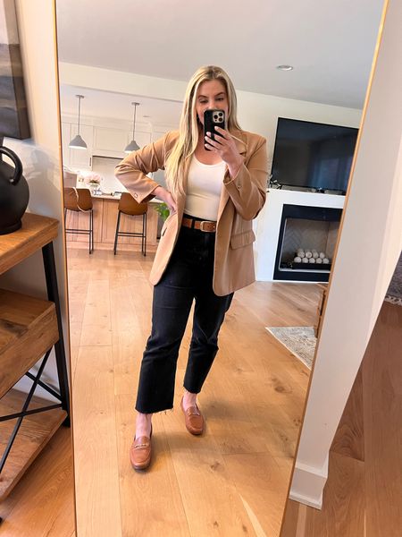Business outfit 
.
.
.
Conference outfit, business casual, work, workwear, amazon, Amazon jewelry, loafers, blazer, black jeans, gold earrings 

#LTKmidsize #LTKstyletip #LTKworkwear