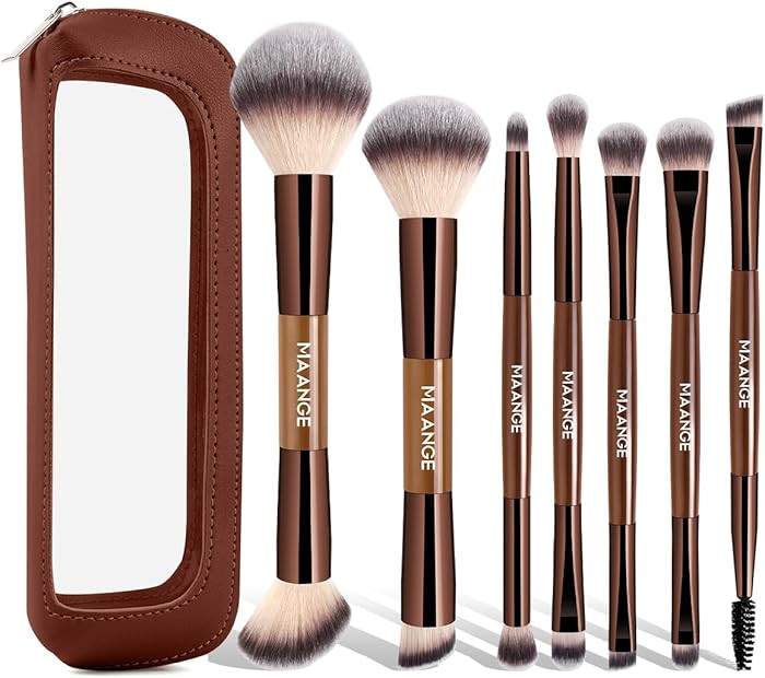 MAANGE 7 PCS Foundation Makeup Brush Set With Bag, Make up Brushes, Eyeshadow Concealer Brush, Do... | Amazon (US)