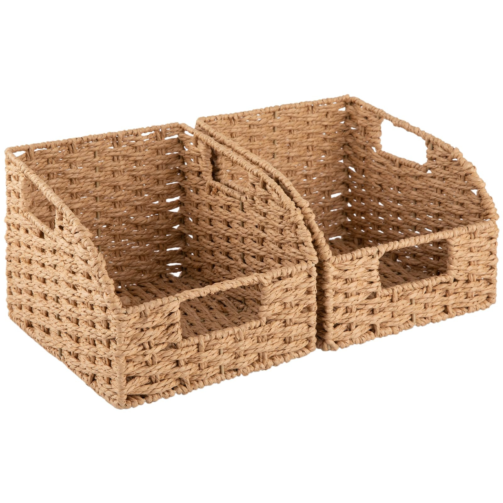 OIAHOMY Pantry Baskets for Organizing, Paper Rope Baskets with Built-in Handles, Wicker Storage B... | Amazon (US)