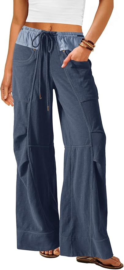 Amazon.com: Nirovien Womens Wide Leg Sweatpants Baggy Pants High Waisted Lounge Pants Palazzo Bar... | Amazon (US)