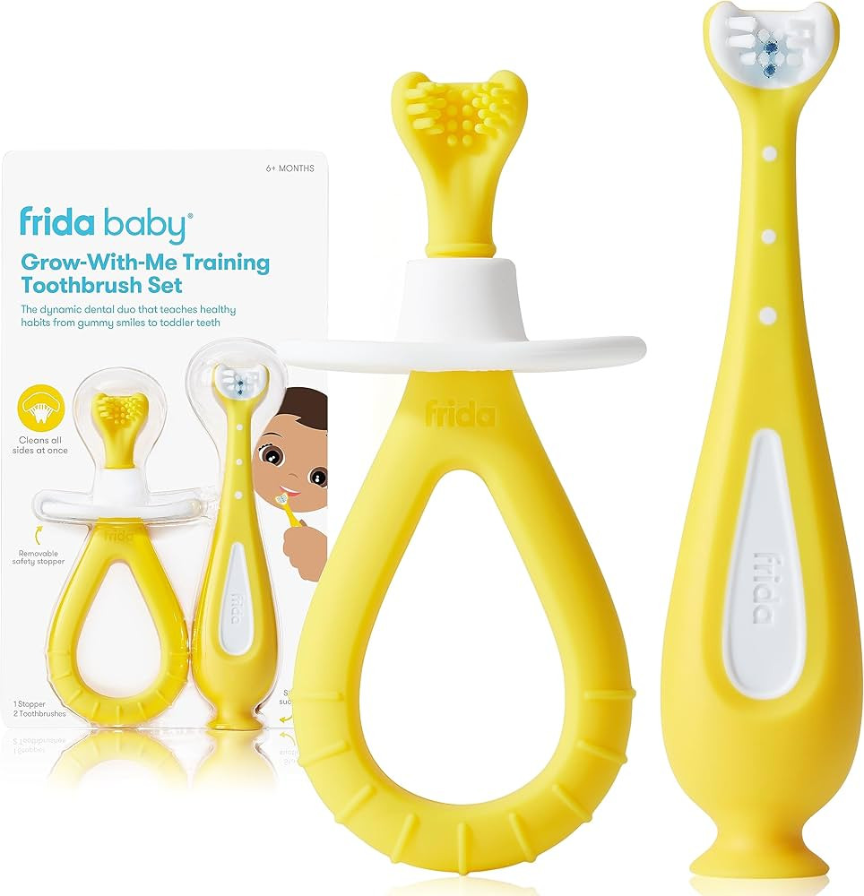 Frida Baby Grow-with-Me Baby Toothbrush Training Set | Infant to Toddler Toothbrush 0-12 months, ... | Amazon (US)