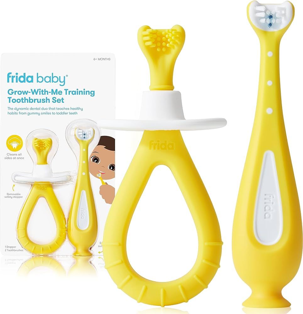 Frida Baby Grow-with-Me Training Toothbrush Set, Battery Powered | Infant to Toddler Toothbrush O... | Amazon (US)