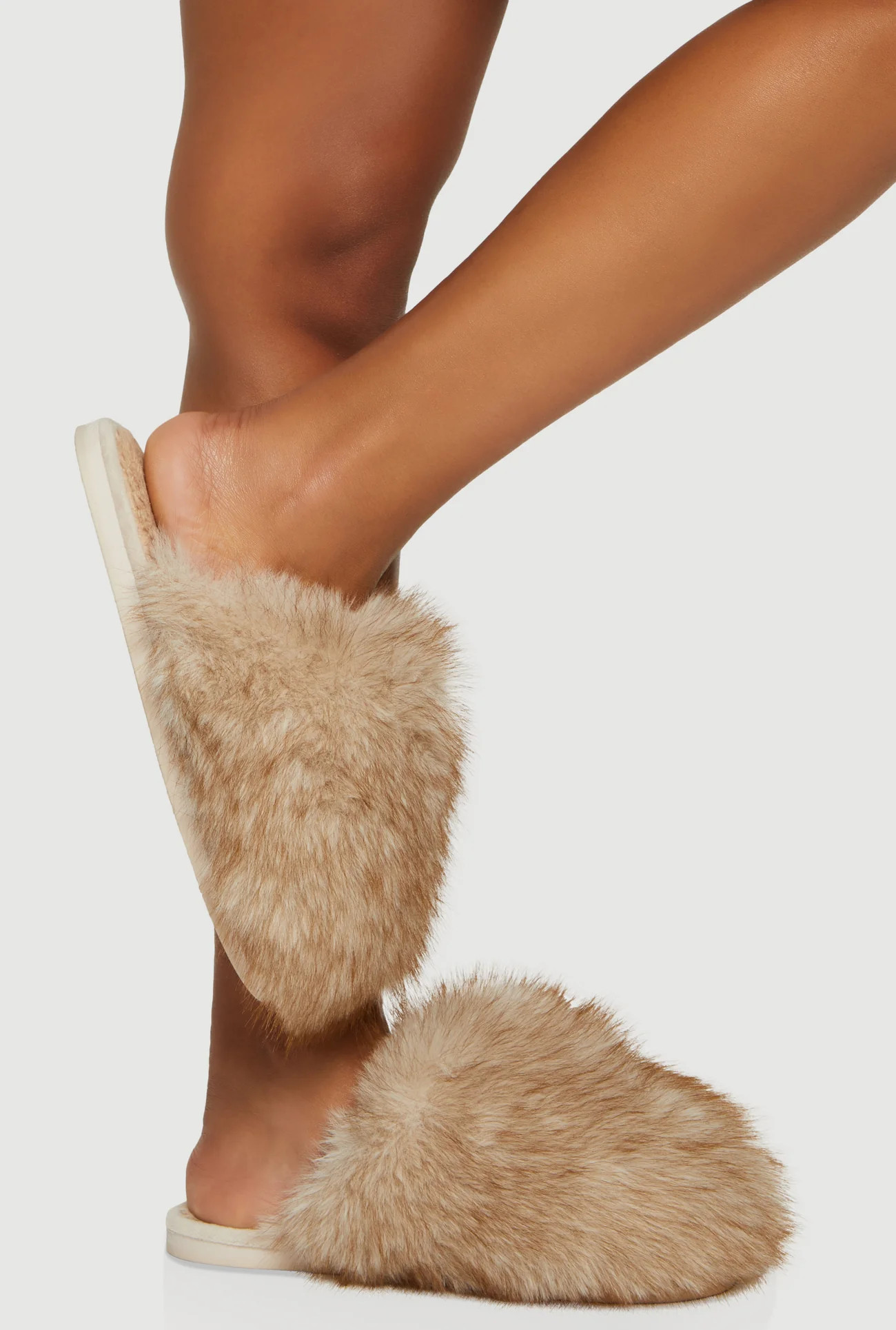 Cozy Faux Fur Closed Toe Slippers | Rainbow Shops