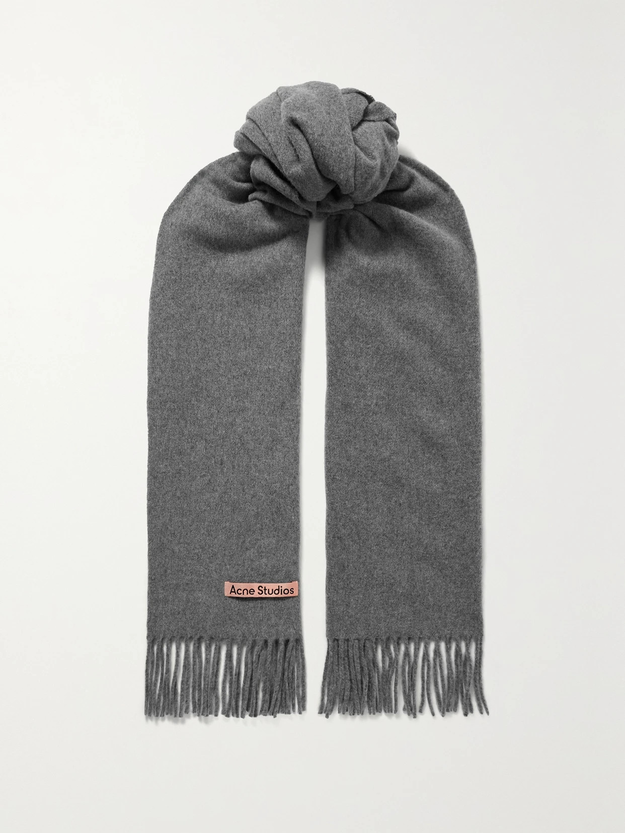 Acne Studios - Canada Narrow Fringed Wool Scarf - Gray | NET-A-PORTER (US)