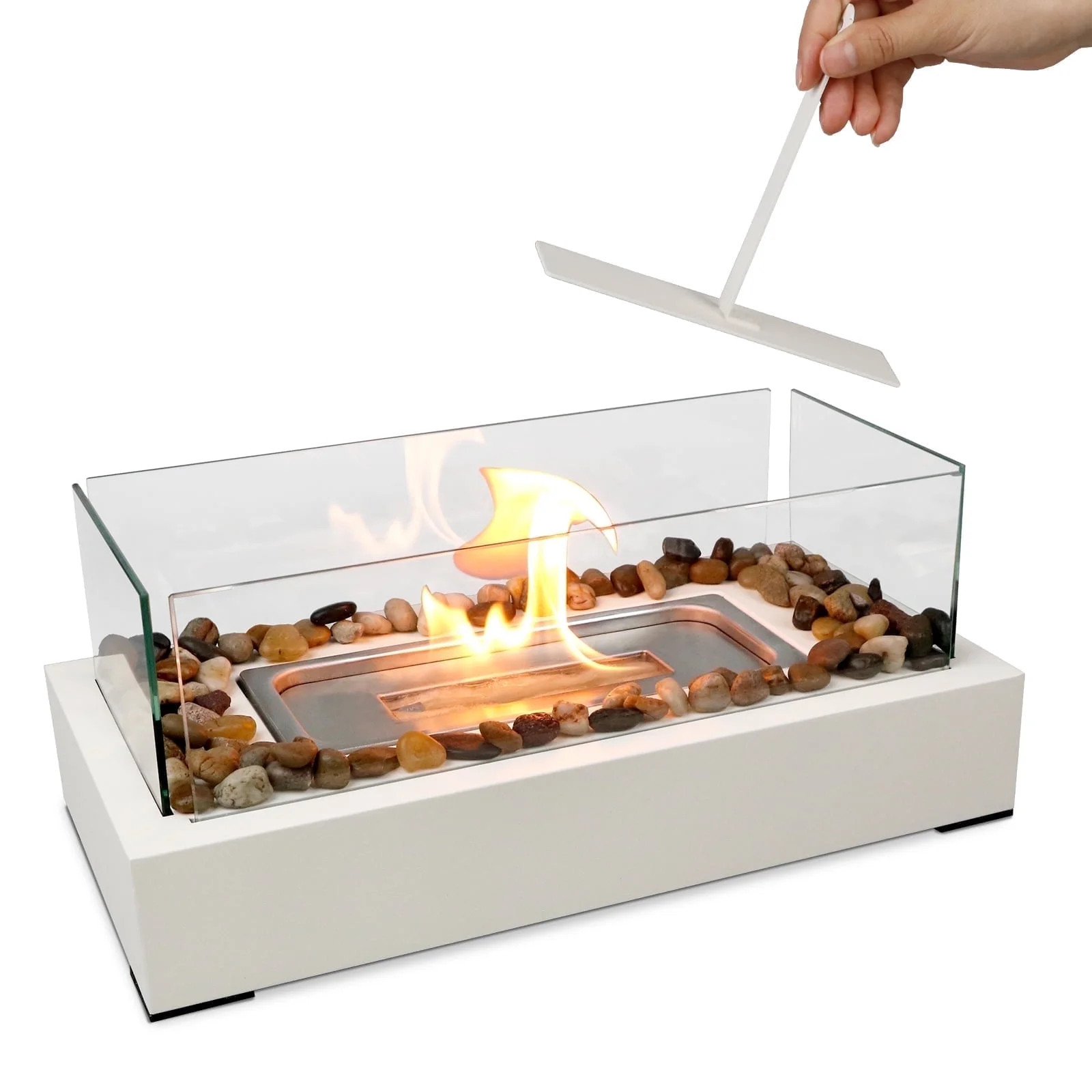 Table Fireplace for Indoor and Outdoor Use, Table Fire Pit Upgrade Fireplace with 4-Sided Glass, ... | Walmart (US)