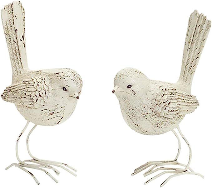 Faux Whitewashed Wood Carved Bird Figurines, Set of 2 | Amazon (US)