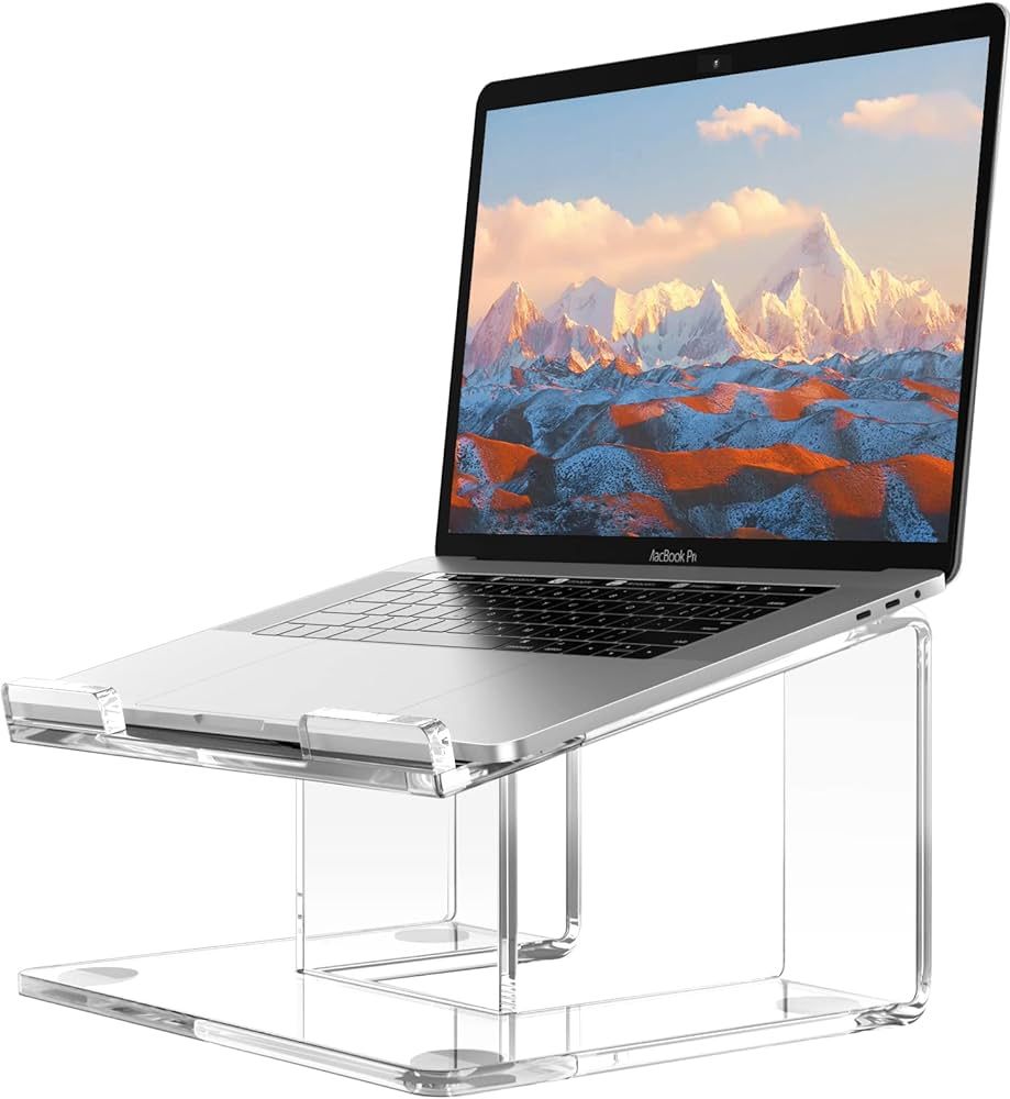 FUCDTEFC Acrylic Laptop Stand for Desk, Laptop Riser Tray for 13.3 14 15.6 Inch Clear Laptop Hold... | Amazon (US)