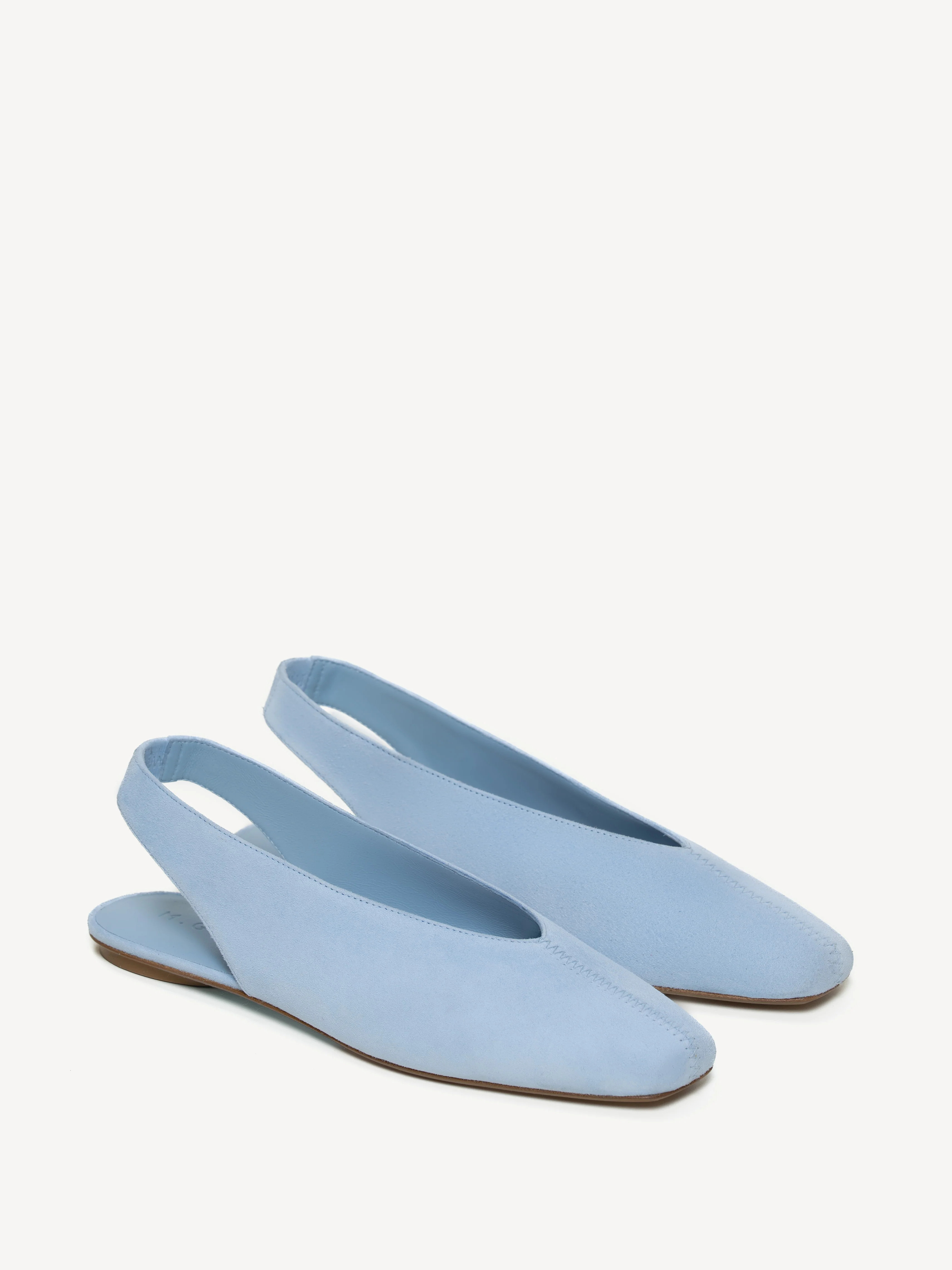 M.Gemi The Una Slingback Women's Flats, Size 39.5 in Blue Rain Suede | M.GEMI