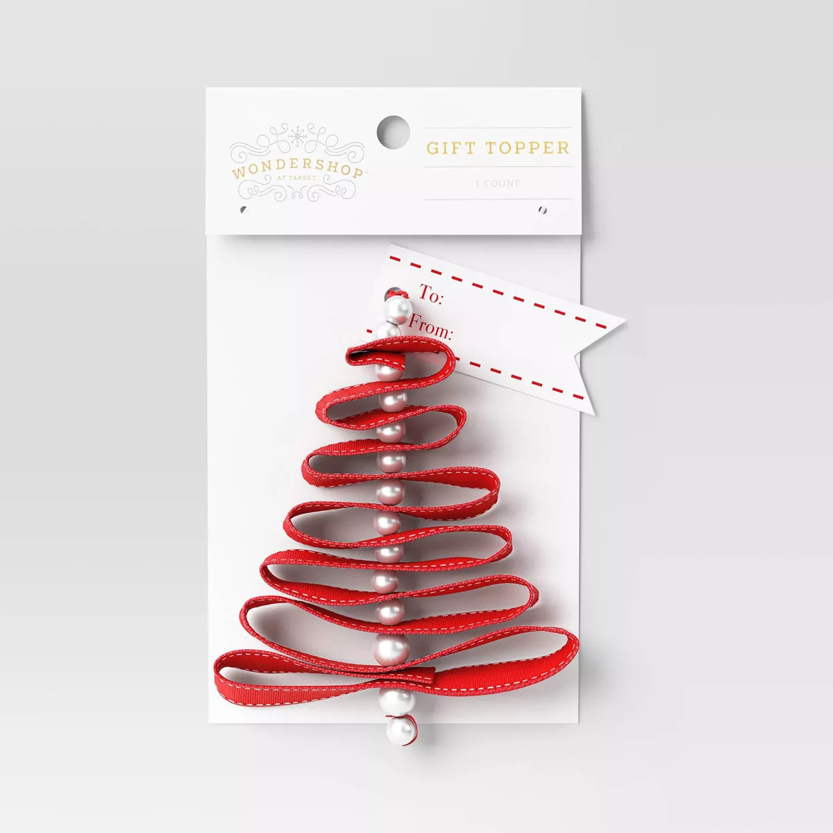 Fabric Ribbon Tree Christmas Gift Topper Red - Wondershop™ | Target