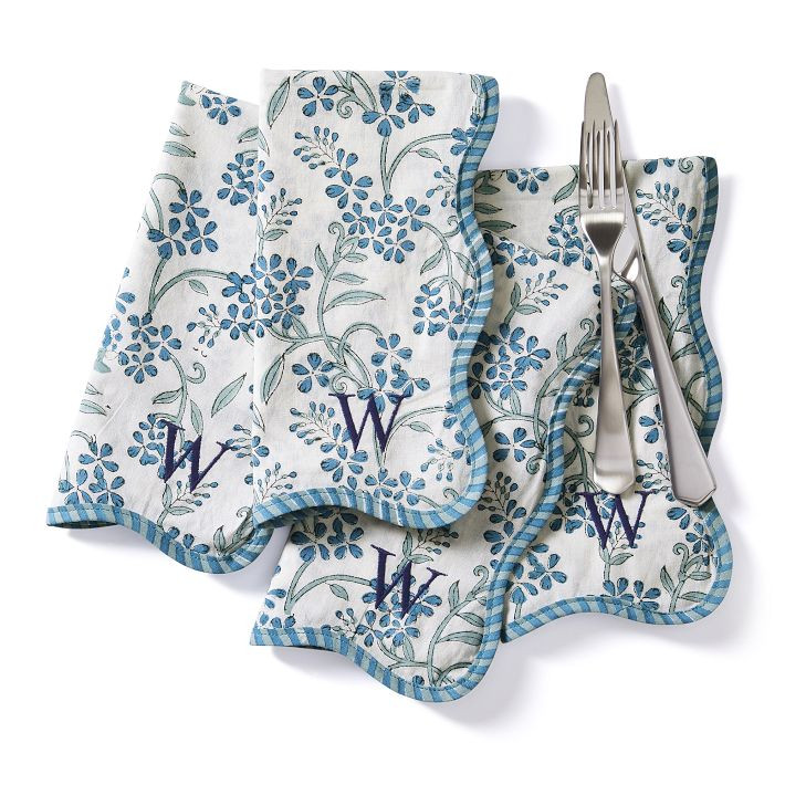 Scalloped Block Print Napkins, Set of 4 | Mark and Graham