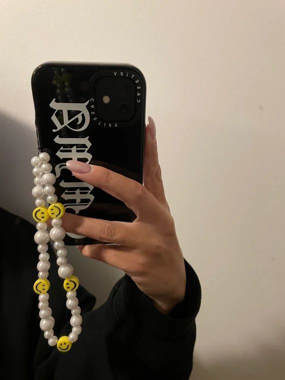Happiness Pearl Beaded Phone Charm/ Strap/ Chain I Handmade Customizable Kawaii Y2K 90s Cute | Etsy (US)